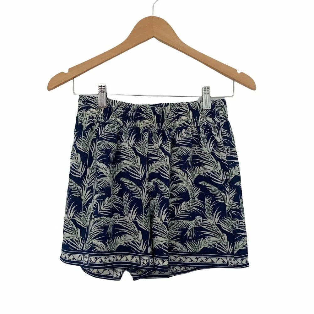 NWT Max Studio Blue Leaves Printed Flowy Shorts XS​​​​​​​​​​​​​​​​​​​​​​​​​​​​​​